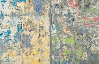Raymond Hains - Compositionsigned And Dated 1962; Torn Posters On Metal.