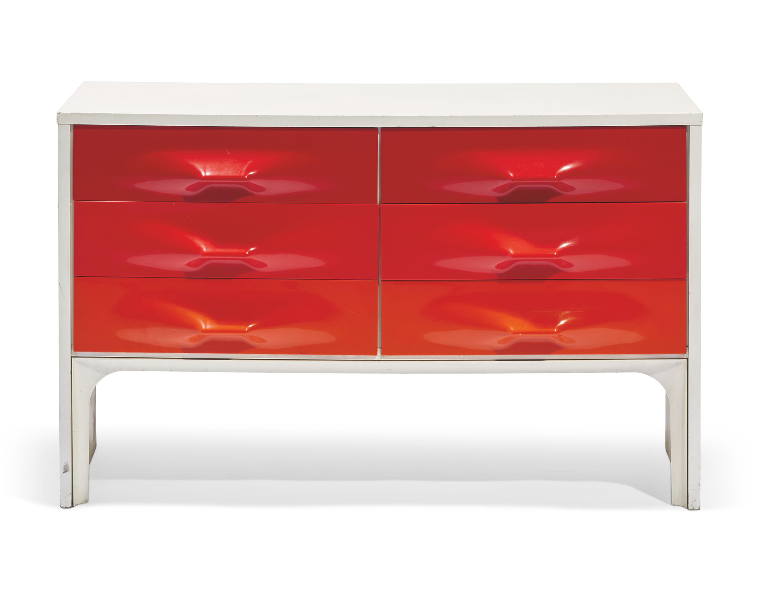 Raymond Loewy - Commode, série \'DF-2000\', le modèle créé vers 1967, édition Doubiski frères pour la CEI (Compagnie d\'Esthétique Industrielle)