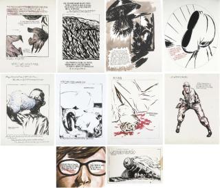 Raymond Pettibon - (i) Untitled (I will sculpt!) (ii) Untitled (One such wave) (iii) Untitled (That was to be no more...) (iv) Untitled (I wish we would consent) (v) Untitled (The cotton candy...) (vi) Untitled (Before you get...) (vii) Untitled (Life without a fastbal