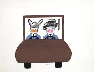 Raymond Savignac - Sans titre (Couple automobile)