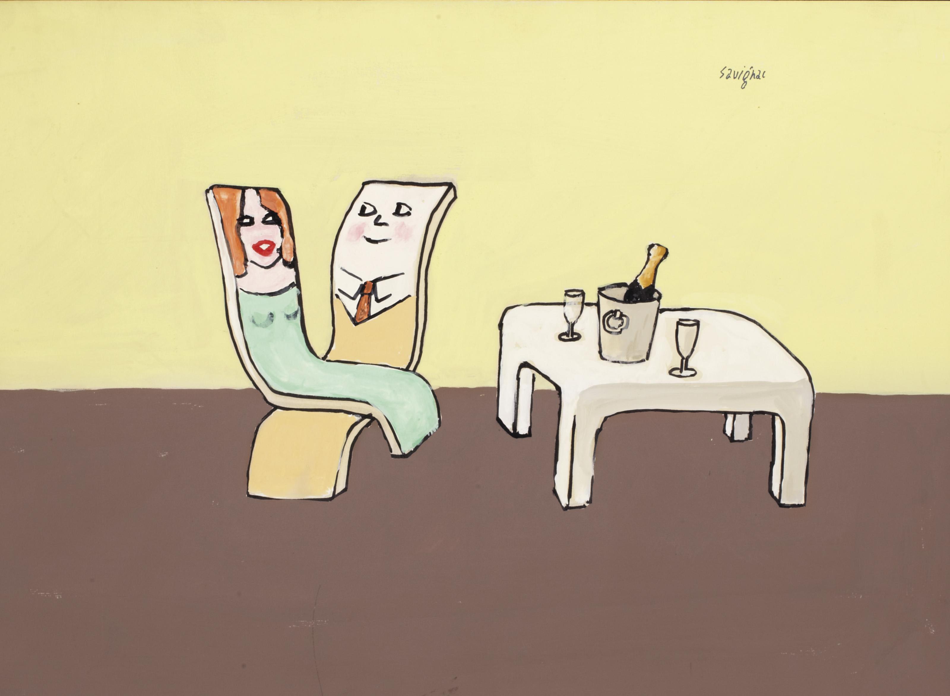 Raymond Savignac - Sans titre (L\'apéritif)