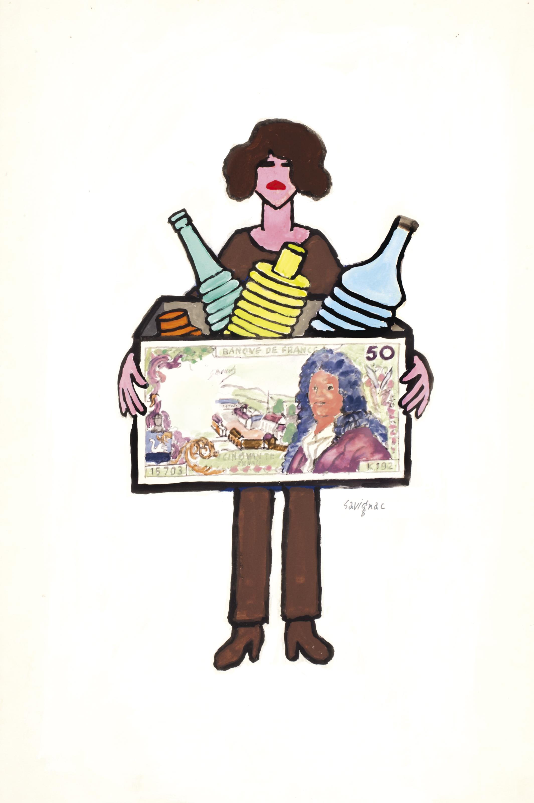 Raymond Savignac - Sans titre (Le billet de 50 F)