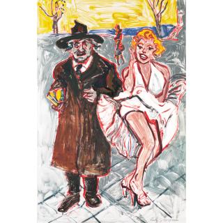 Red Grooms - Untitled (Marilyn Monroe and Albert Einstein)