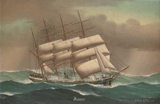 Reginald A. Borstel - The barque Alonso in heavy seas