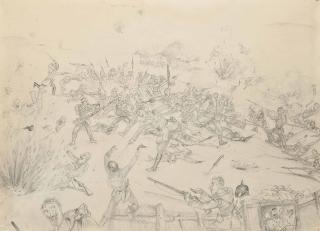 Reginald John - An Imagined World War I Battle Scene