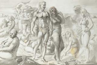 Reginald Marsh - Coney Island Beach (Russia Declares War On Japan)