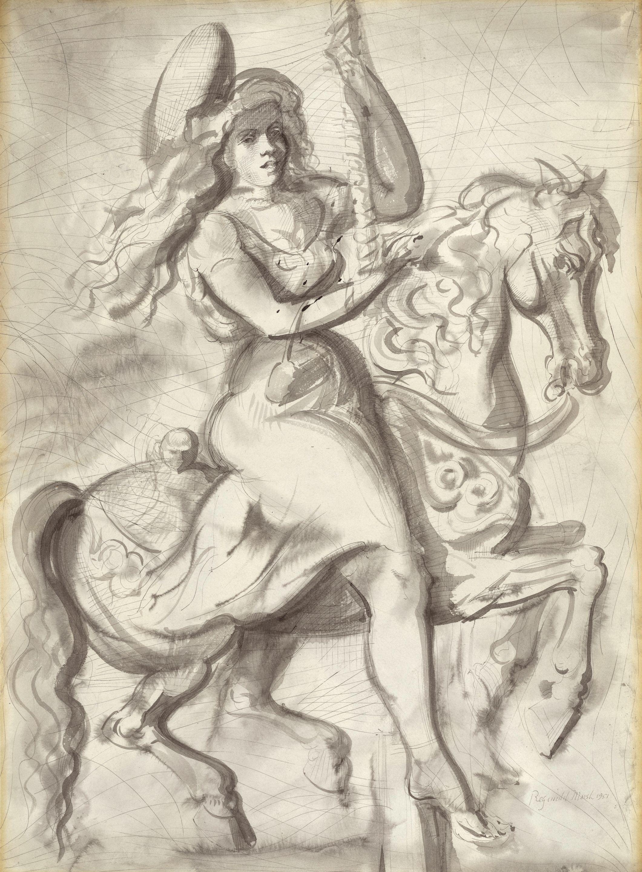 Reginald Marsh - Girl on a Merry-Go-Round: A Double-Sided Work