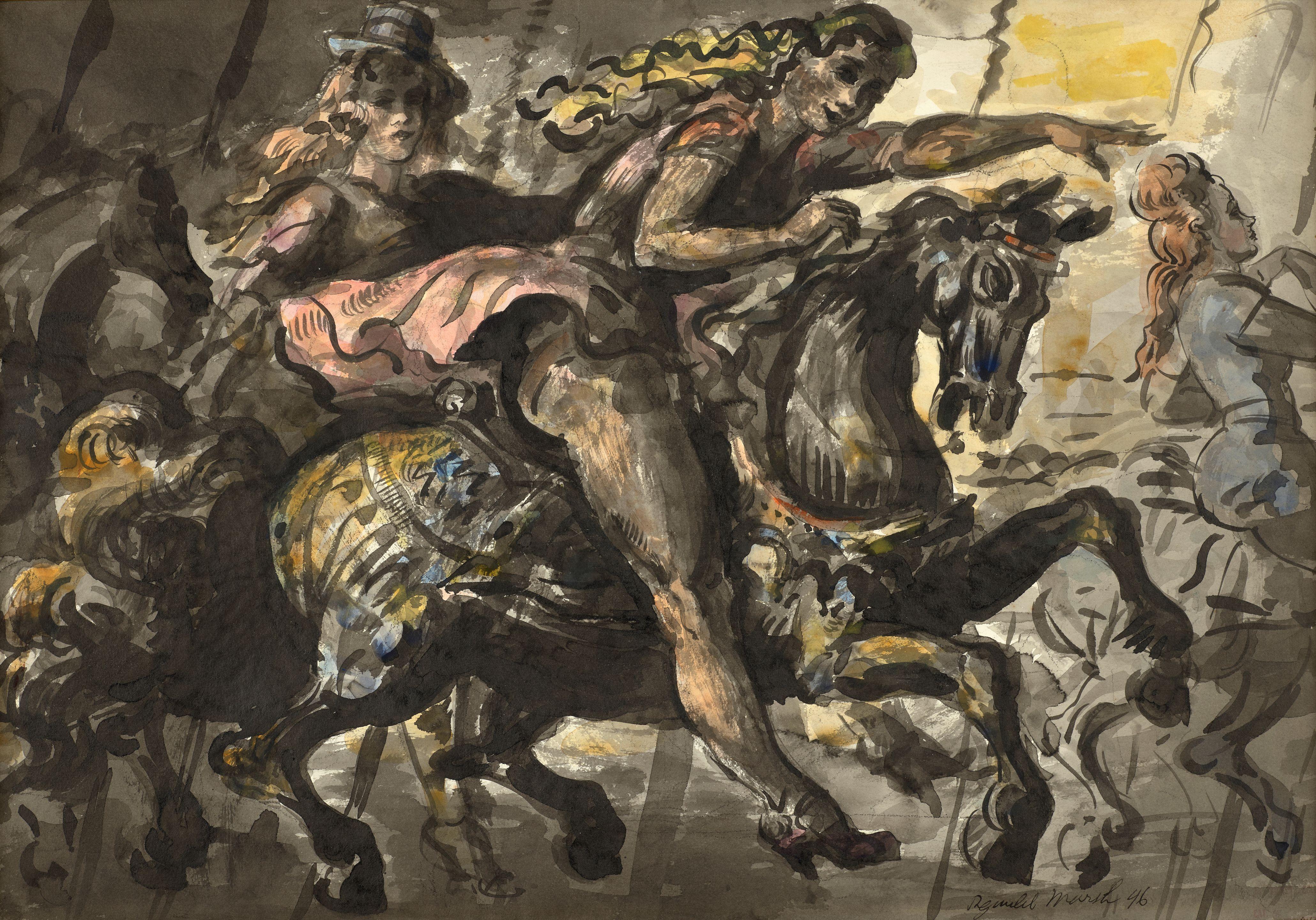 Reginald Marsh - Girls on a Merry-Go-Round and Statue of Liberty: A Double-Sided Work