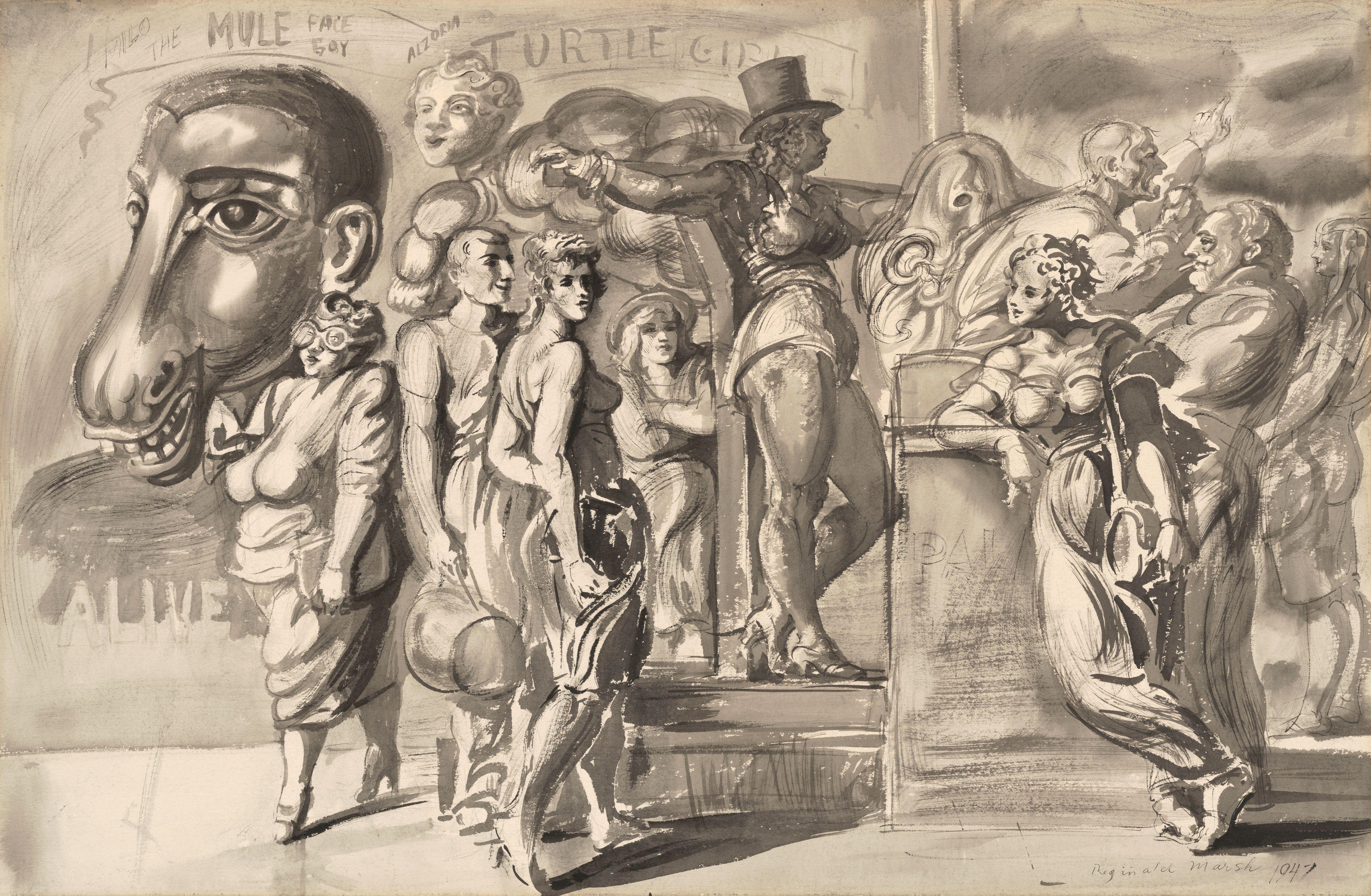 Reginald Marsh - Milo the Mule Face Boy