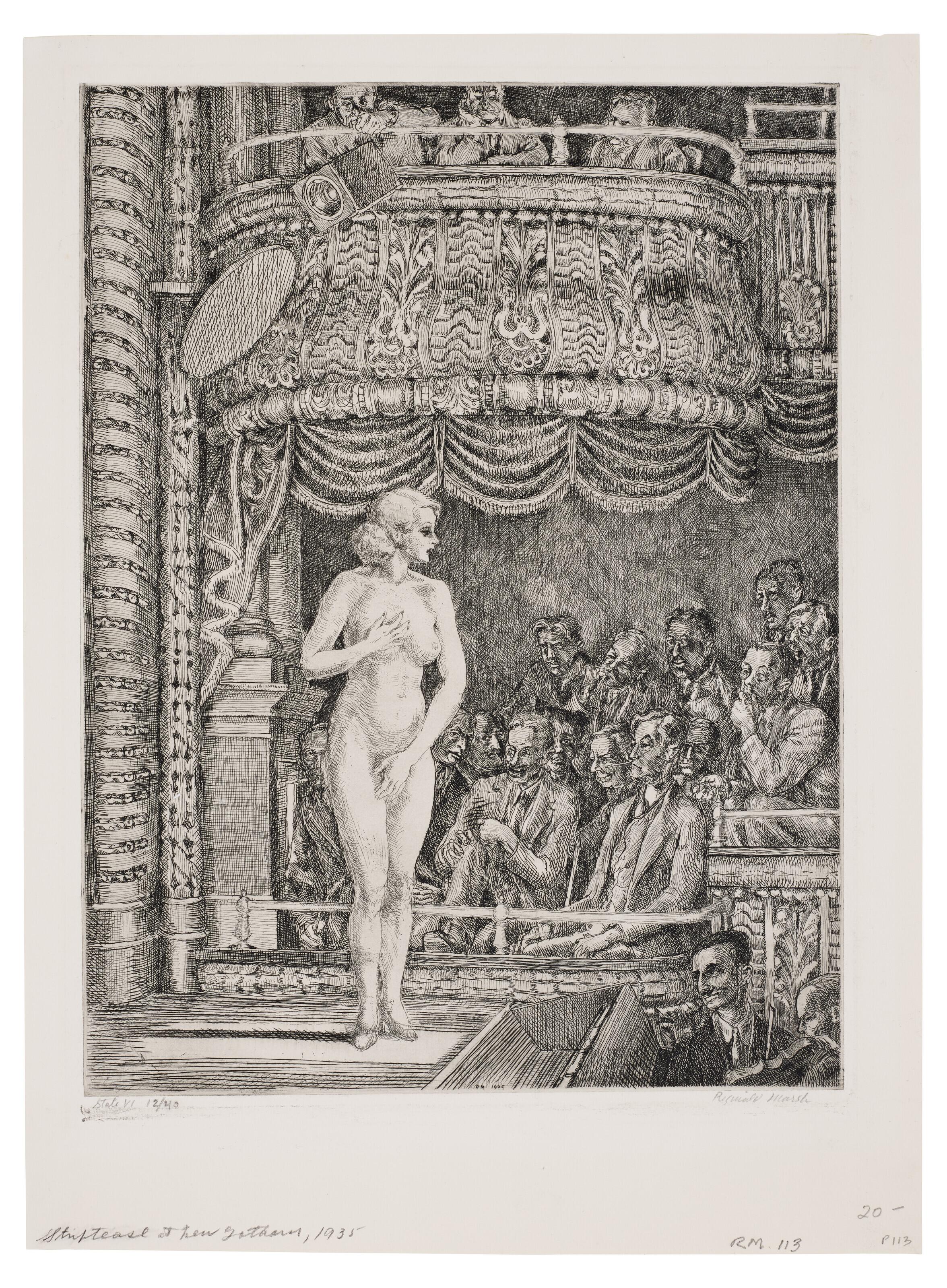 Reginald Marsh - Striptease at New Gotham