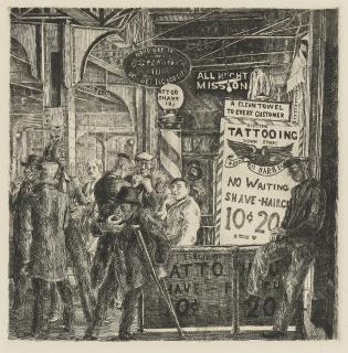 Reginald Marsh - Tattoo-Shave-Haircut (Sasowsky 140)
