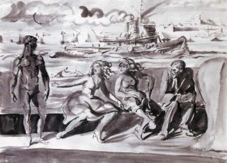 Reginald Marsh - The Tugboat Grace Moran