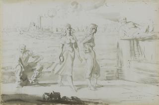 Reginald Marsh - Two Young Women On The Wharf