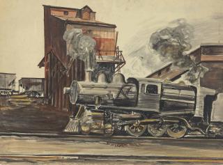 Reginald Marsh - Untitled (Locomotive)