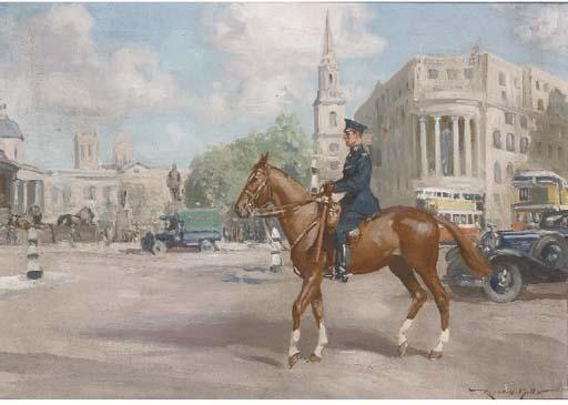 Reginald Mills - A mounted policeman in Trafalgar Square