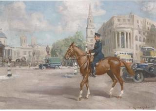 Reginald Mills - A mounted policeman in Trafalgar Square