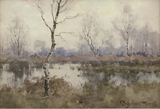 Reginald T. Jones - Silver birches in a marsh landscape signed \'Reginald Jones\', (lower right) pencil and watercolour