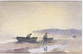 Reginald Ward Sturgess - Fishermen sorting their Nets