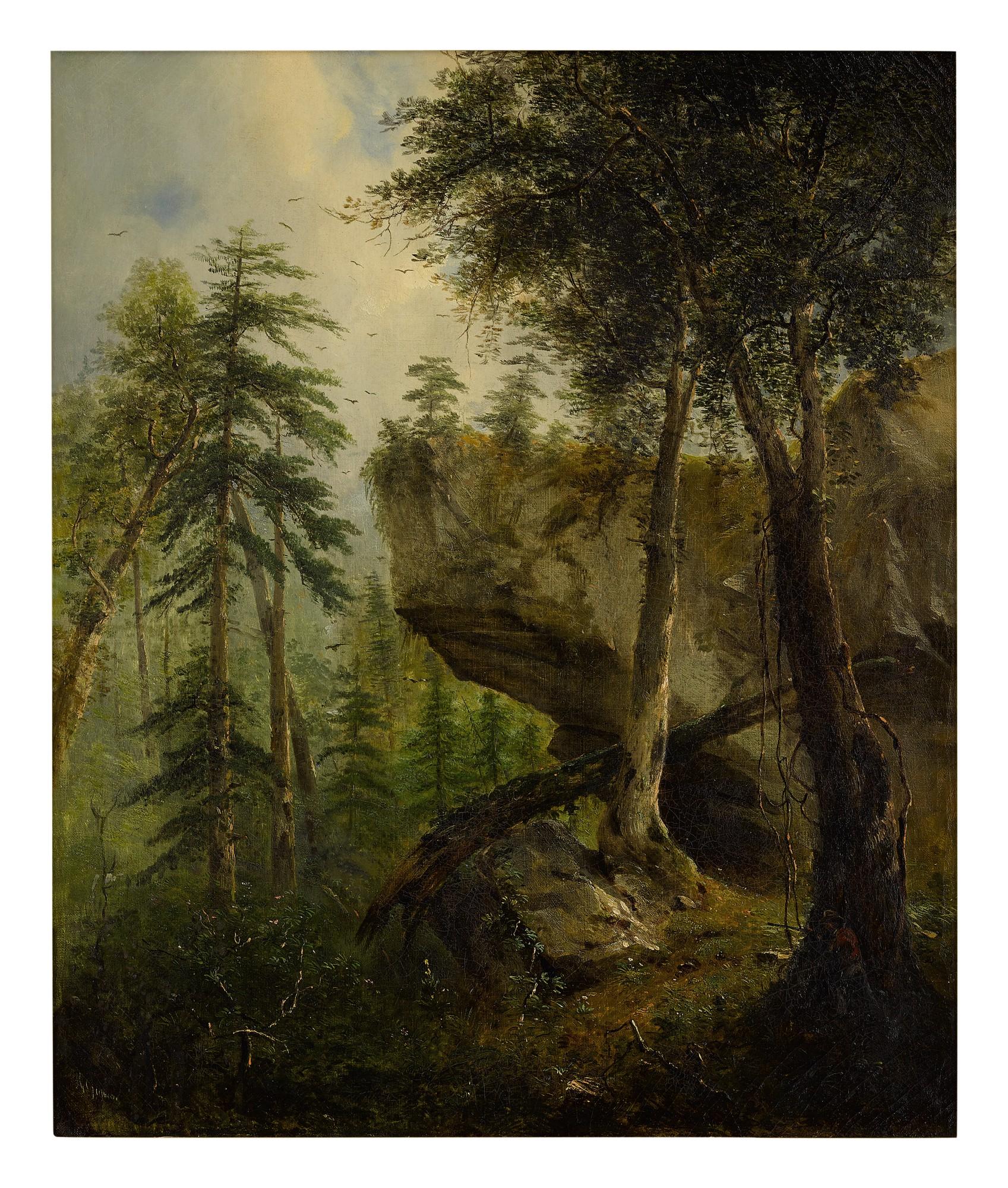 Régis François Gignoux - Hunter In A Wooded Landscape