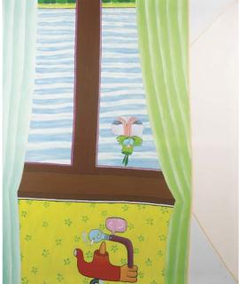 Reinier Lucassen - Interieur met zicht naar buiten