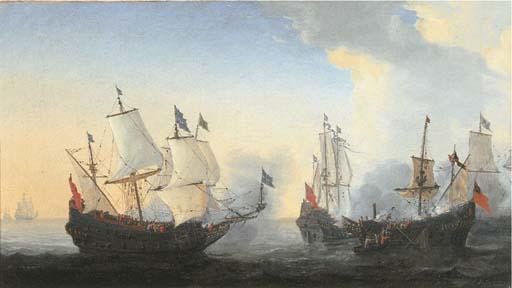Reinier Nooms - A frigate battle at sea