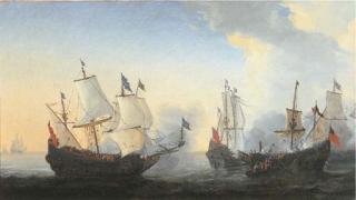 Reinier Nooms - A frigate battle at sea