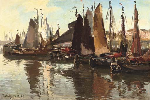 Reinier Sybrand Bakels - A harbour in summer