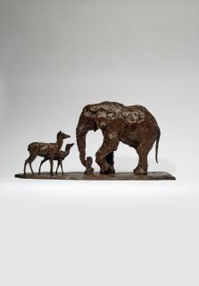 Rembrandt Bugatti - ÉLÉPHANT D\'AFRIQUE ET DEUX BICHES, UNE BONNE BRANCHE\', CIRCA 1904