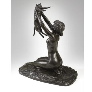 Rembrandt Bugatti - La Femme Au Chat (Femme Nue Soulevant Un Chat)