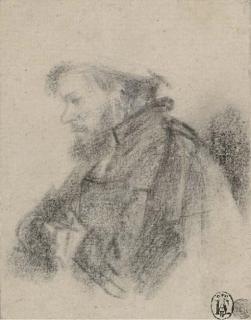 Rembrandt Harmensz. van Rijn - A bearded man, half-length, in profile to the left