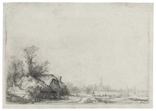 Rembrandt Harmensz. Van Rijn - A Cottage beside a Canal with a View of Ouderkerk