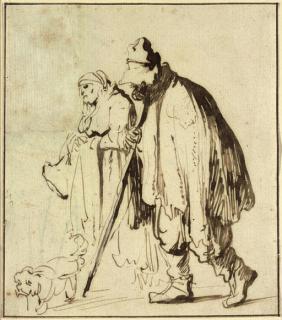 Rembrandt Harmensz. van Rijn - A vagrant couple with a dog