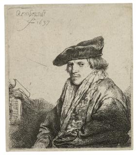 Rembrandt Harmensz. Van Rijn - A young Man in a Velvet Cap (Petrus Sylvius?)