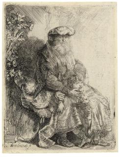Rembrandt Harmensz. Van Rijn - Abraham caressing Isaac (B., Holl. 33; H. 148)