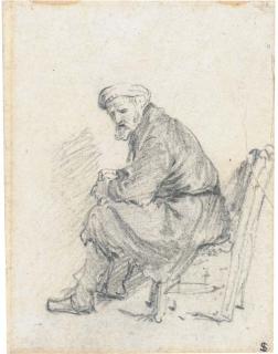 Rembrandt Harmensz. van Rijn - An Old Man Wearing A Turban Seated In Profile To The Left