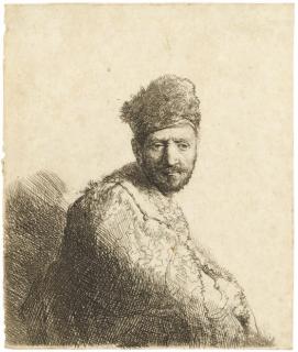 Rembrandt Harmensz. van Rijn - Bearded Man, in a Furred Oriental Cap and Robe: The Artist\'s Father (B., Holl. 263; H. 53)