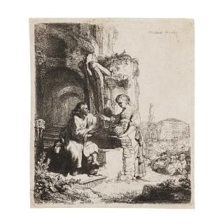 Rembrandt Harmensz van Rijn - Christ and the Woman of Samaria: Among Ruins