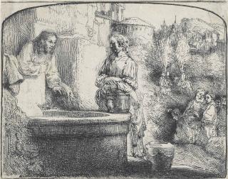 Rembrandt Harmensz. van Rijn - Christ And The Woman Of Samaria: An Arched Print