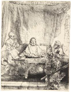 Rembrandt Harmensz. Van Rijn - Christ At Emmaus: The Larger Plate (B., Holl. 87; New Holl. 283; H. 282)
