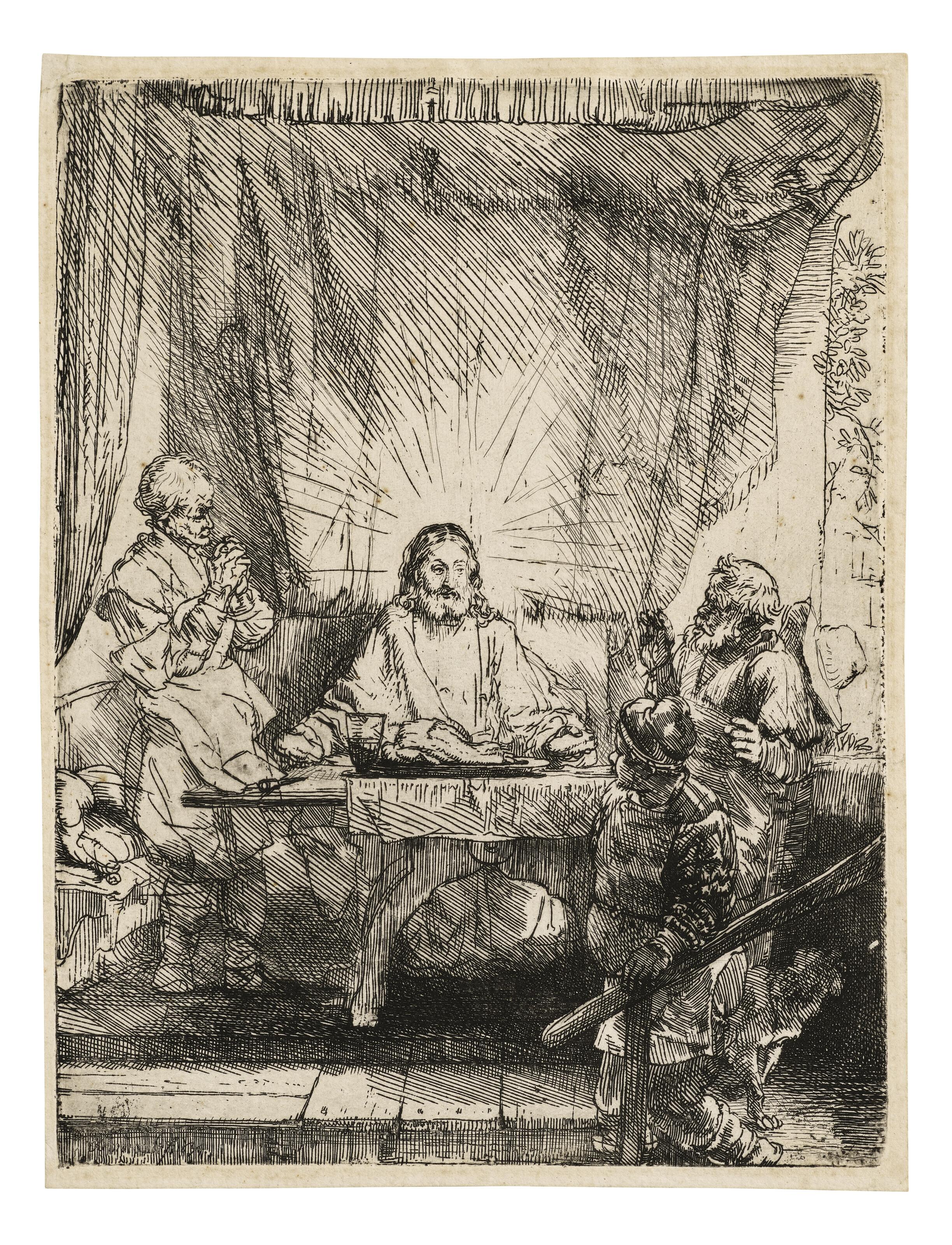 Rembrandt Harmensz. Van Rijn - Christ at Emmaus: The larger Plate