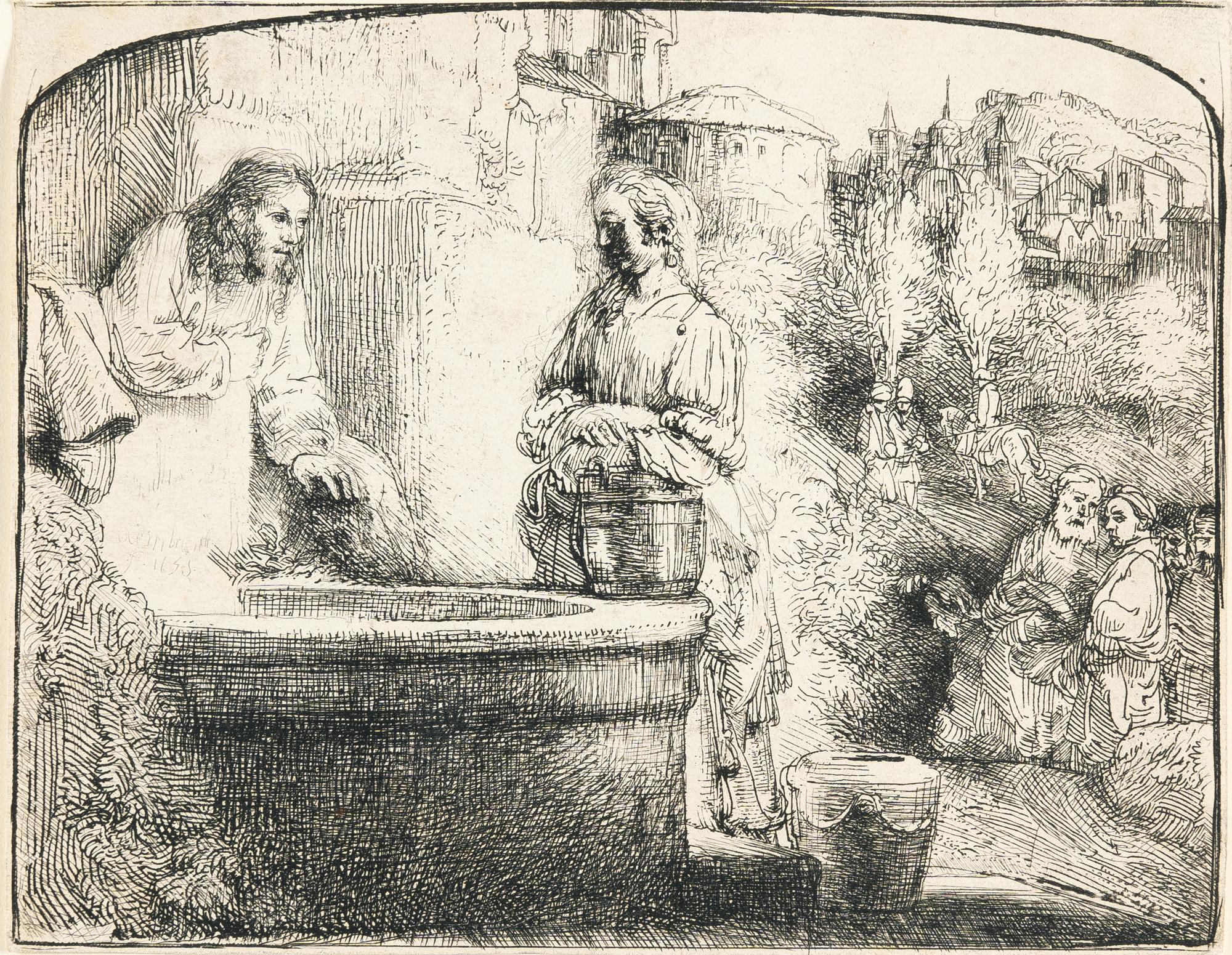 Rembrandt Harmensz. van Rijn - Christus und die Samariterin am Brunnen