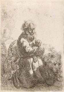 Rembrandt Harmensz. van Rijn - Der heilige Hieronymus im Gebet niederblickend.