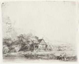 Rembrandt Harmensz. van Rijn - Die Landschaft mit der saufenden Kuh