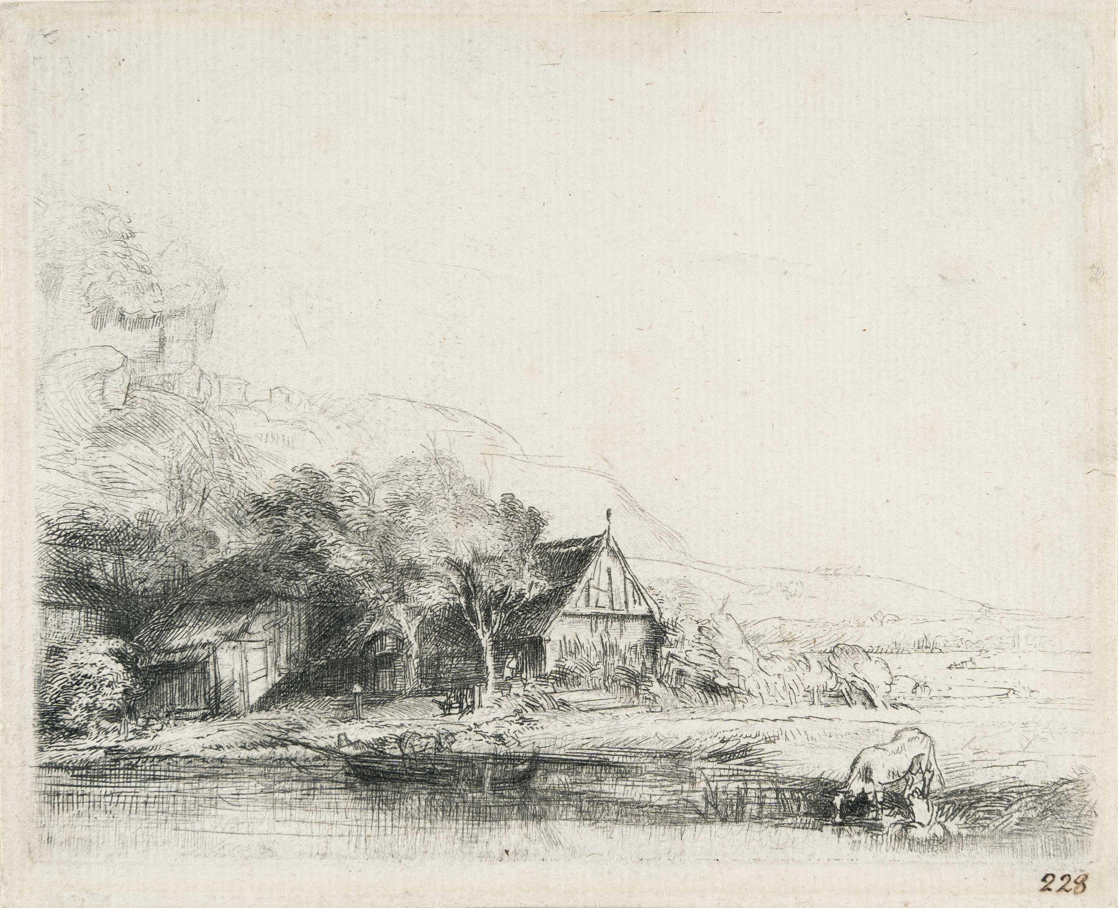 Rembrandt Harmensz. van Rijn - Die Landschaft mit der saufenden Kuh