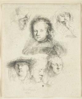 Rembrandt Harmensz. Van Rijn - Etudes pour la tête de Saskia et autres (B., Holl.365)