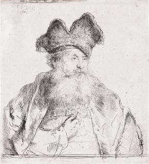 Rembrandt Harmensz. van Rijn - Greis mit gespaltener Pelzmütze.
