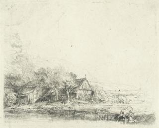 Rembrandt Harmensz Van Rijn - Landscape With Cow Drinking