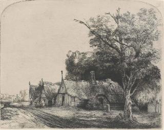 Rembrandt Harmensz. van Rijn - Landscape with three gabled Cottages beside a Road (B., Holl. 217; H. 246)