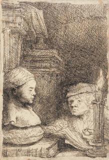 Rembrandt Harmensz. Van Rijn - Man Drawing from a Cast (Bartsch, Hollstein 130; Hind 191)