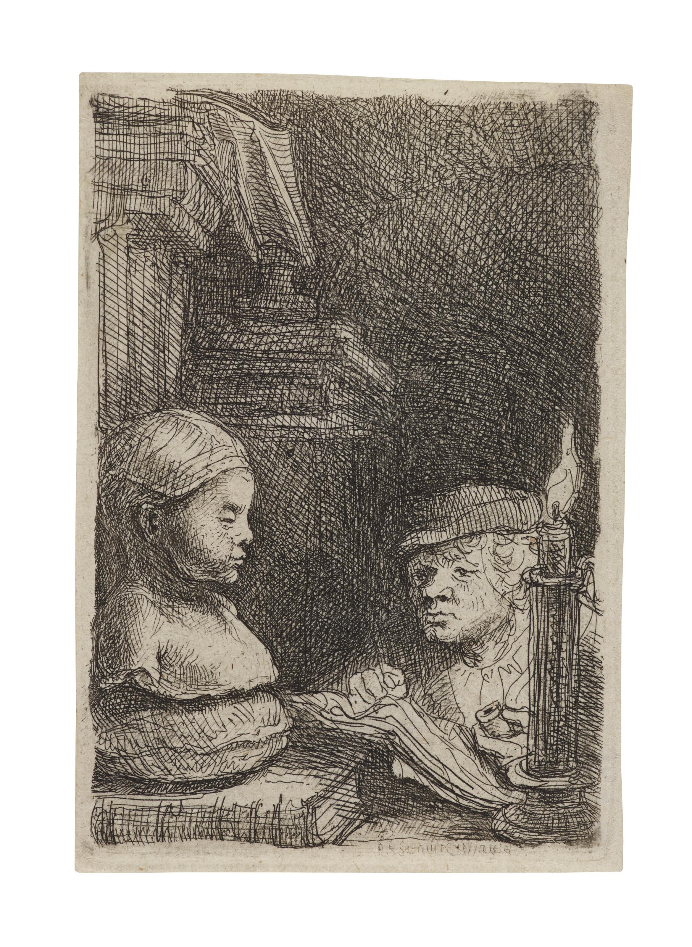 Rembrandt Harmensz. Van Rijn - Man drawing from a Cast